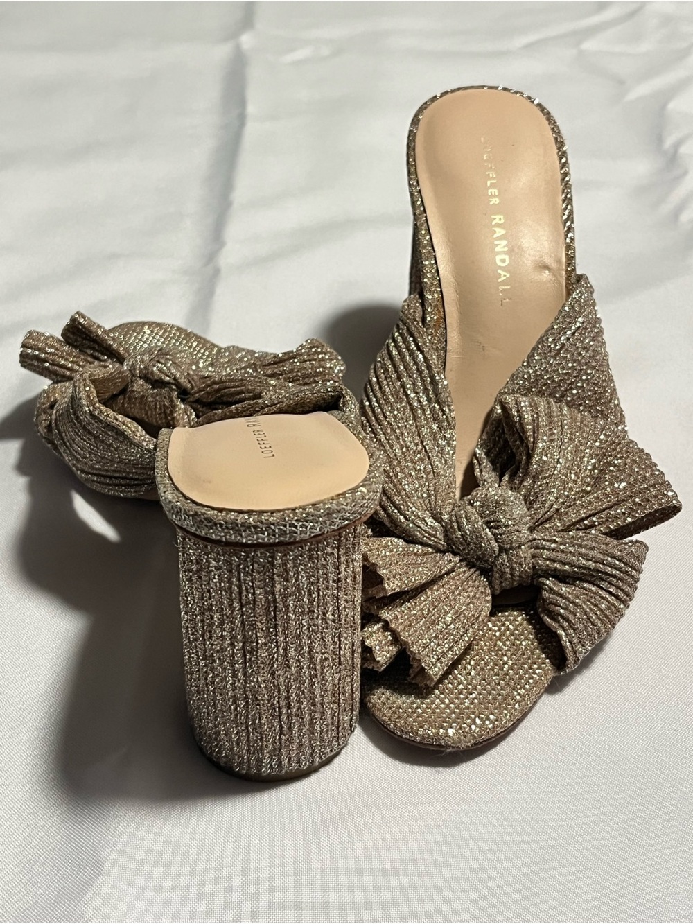 Loeffler Randall Metallic Knotted Block Heel Mules - Gold - Picture 6 of 12